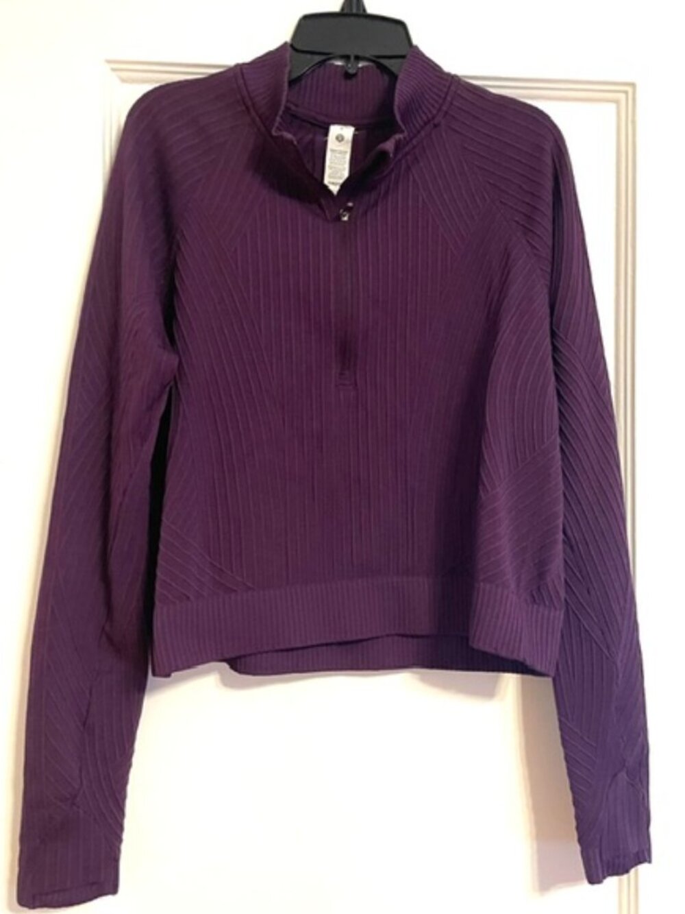 LULULEMON Rest Less Cropped Half Zip Top Garnet Purple Sz 8